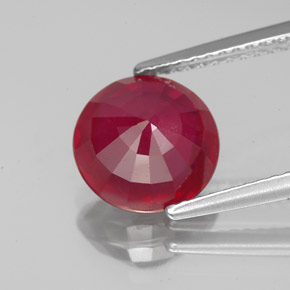 Rubí rojo natural de 3,39 ct, corte redondo, VS-SI