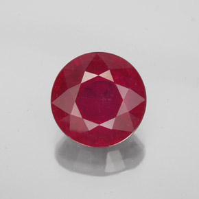Rubí rojo natural de 3,31 ct, corte redondo, VS-SI