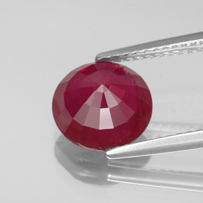 Rubí rojo natural de 3,31 ct, corte redondo, VS-SI