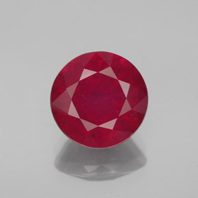 Rubí rojo natural de 3,67 ct, corte redondo, VS-SI