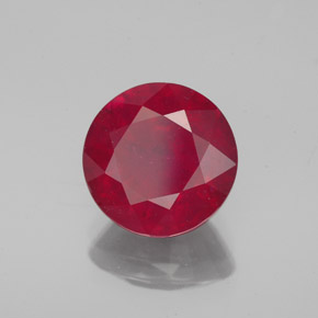 Rubí rojo natural de 3,67 ct, corte redondo, VS-SI