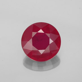 Rubí rojo natural de 3,29 ct, corte redondo, VS-SI