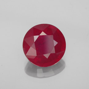 Rubí rojo natural de 3,29 ct, corte redondo, VS-SI