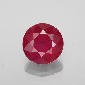Rubí rojo natural de 3,38 ct, corte redondo, VS-SI