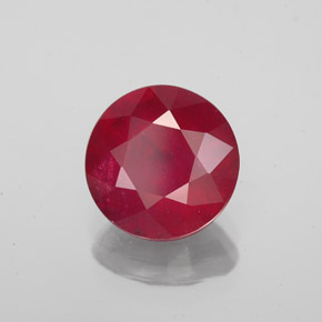 Rubí rojo natural de 3,38 ct, corte redondo, VS-SI