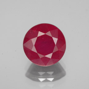 Rubí rojo natural de 3,79 ct, corte redondo, VS-SI