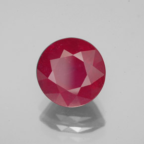 Rubí rojo natural de 3,79 ct, corte redondo, VS-SI