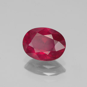 Rubí rojo natural de 1,62 ct, corte óvalo, VS-SI