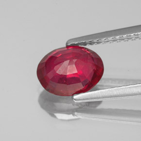 Rubí rojo natural de 1,57 ct, corte óvalo, VS-SI