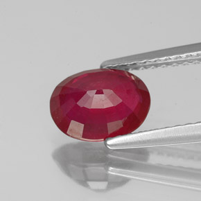 Rubí rojo natural de 1,73 ct, corte óvalo, SI