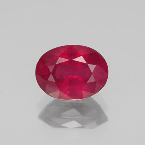Rubí rojo natural de 1,87 ct, corte óvalo, VS-SI