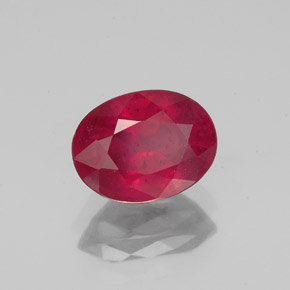 Rubí rojo natural de 1,87 ct, corte óvalo, VS-SI