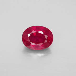 Rubí rojo natural de 2,88 ct, corte óvalo, VS-SI