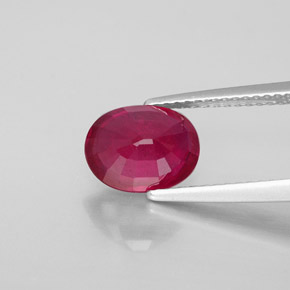 Rubí rojo natural de 2,88 ct, corte óvalo, VS-SI