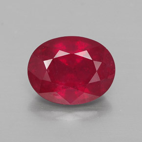 Rubí rojo natural de 2,66 ct, corte óvalo, VS-SI