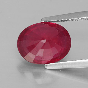 Rubí rojo natural de 2,66 ct, corte óvalo, VS-SI