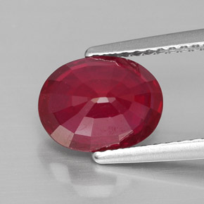 Rubí rojo natural de 2,74 ct, corte óvalo, VS-SI