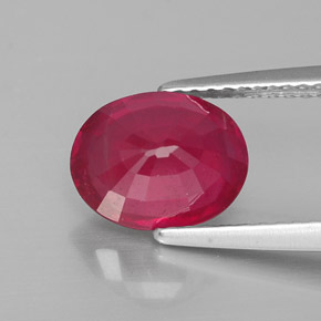 Rubí rojo natural de 2,89 ct, corte óvalo, VS-SI