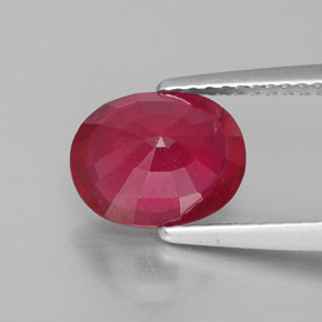 Rubí rojo natural de 2,52 ct, corte óvalo, VS-SI