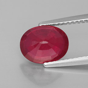 Rubí rojo natural de 2,81 ct, corte óvalo, VS-SI