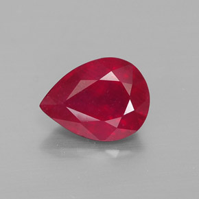 Rubí rojo natural de 2,08 ct, en forma de pera, VS-SI