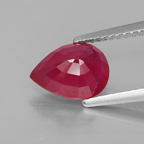 Rubí rojo natural de 2,08 ct, en forma de pera, VS-SI