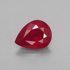 Rubí rojo natural de 2,00 ct, en forma de pera, VS-SI