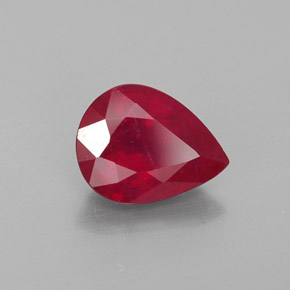 Rubí rojo natural de 2,00 ct, en forma de pera, VS-SI