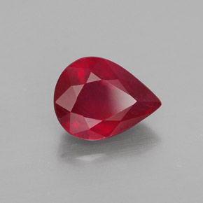 Rubí rojo natural de 2,09 ct, en forma de pera, VS-SI