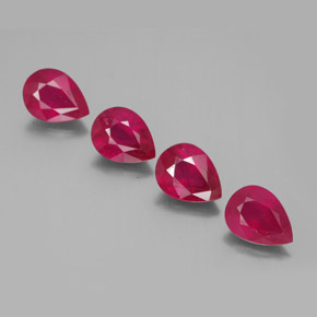 Gemas de rubí rojo natural de  ct, en forma de pera, VS-SI