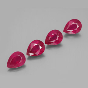 Gemas de rubí rojo natural de  ct, en forma de pera, VS-SI