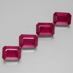 Gemas de rubí rojo natural de  ct, corte esmeralda, VS-SI