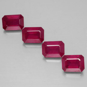 Gemas de rubí rojo natural de  ct, corte esmeralda, VS-SI