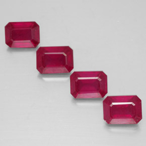 Gemas de rubí rojo natural de  ct, corte esmeralda, VS-SI