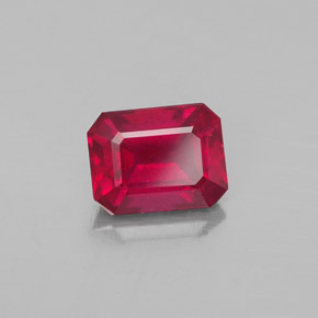 Rubí rojo natural de 2,06 ct, corte esmeralda, VS-SI