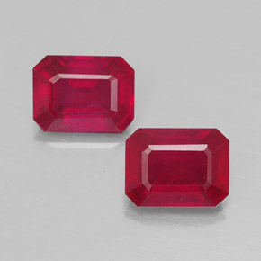 Gemas de rubí rojo natural de  ct, corte esmeralda, VS-SI
