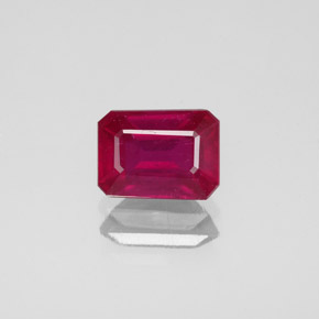 Rubí rojo natural de 1,94 ct, corte esmeralda, VS-SI
