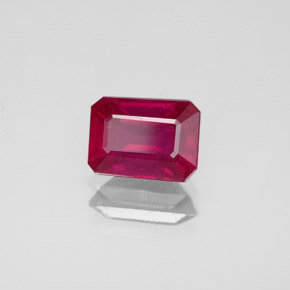 Rubí rojo natural de 1,94 ct, corte esmeralda, VS-SI