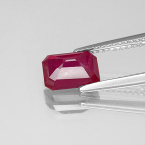 Rubí rojo natural de 1,94 ct, corte esmeralda, VS-SI