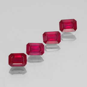 Gemas de rubí rojo natural de  ct, corte esmeralda, VS-SI