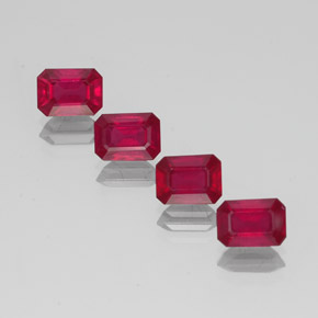 Gemas de rubí rojo natural de  ct, corte esmeralda, VS-SI