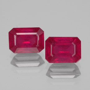Gemas de rubí rojo natural de  ct, corte esmeralda, VS-SI