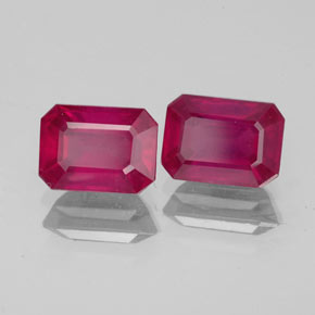 Gemas de rubí rojo natural de  ct, corte esmeralda, VS-SI