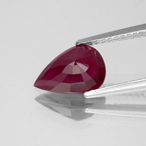Rubí rojo natural de 2,09 ct, en forma de pera, VS-SI