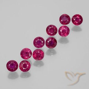 Gemas de Rubí Rojo medio natural de 2.46 ct, Redondo, VS-SI