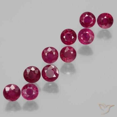 Gemas de Rubí Rojo rosado natural de 3.09 ct, Redondo, VS-SI