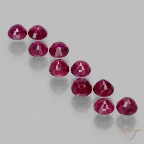 Gemas de Rubí Rojo rosado natural de 3.09 ct, Redondo, VS-SI