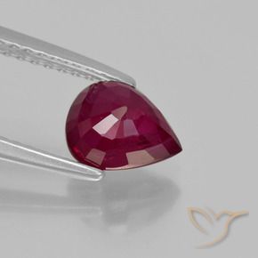 Rubí Rojo vino intenso natural de 1.30 ct, En forma de pera, VS-SI