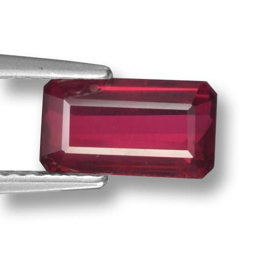 Rubí rojo natural de 1,71 ct, corte esmeralda, VS-SI