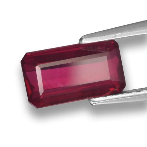 Rubí rojo natural de 1,71 ct, corte esmeralda, VS-SI